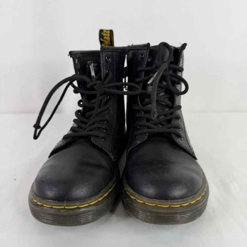 Dr.‎ Martens Zavala J Black T Lamper Leather Lace Up Zip Boots Kids Size 1